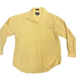 Johnny‎ Walker Mens M 100% Linen Long Sleeve Shirt Button Down Yellow Easter